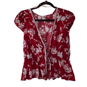 Sienna Sky Red and White Floral Blouse